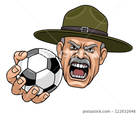Drill Instructor Sergeant Soccer Football Mascot Drill Instructor Sergeant Soccer Football Mascot 122632646