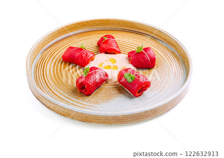 Homemade fermented sweet red pepper 122632913