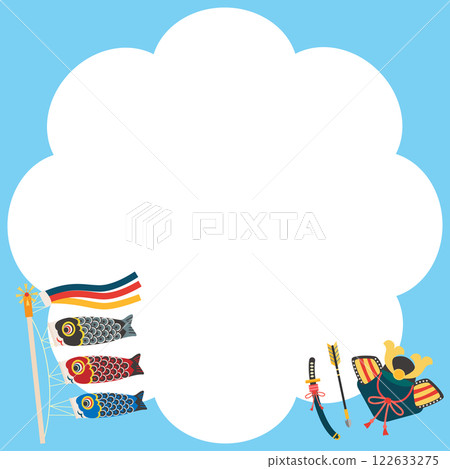 Children's Day Carp streamers and helmet frame square vector illustration 122633275
