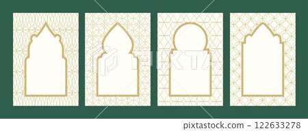 Set of templates for postcards with painting in arabic style 122633278