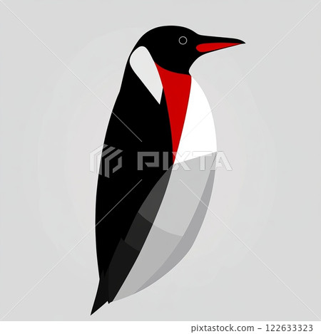 Geometric penguin  with red accents Geometric penguin  with red accents 122633323