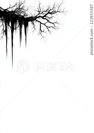Chilling icicles, hanging from tree branches 122633387