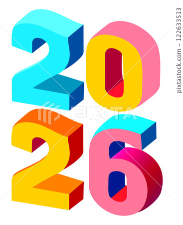 2026. Vibrant vector lettering. Happy New Year 2026 2026. Vibrant vector lettering. Happy New Year 2026 122633513