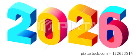 2026. Vibrant vector lettering. Happy New Year 2026 122633514