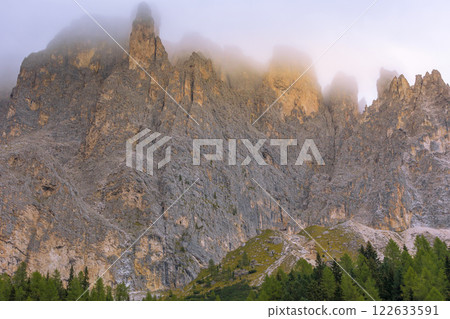 Dolomites Mountains, Gardena Pass, Italy 122633591