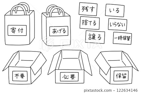 Loose and simple decluttering set - Line drawing Loose and simple decluttering set - Line drawing 122634146