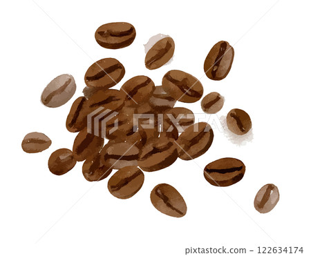 Coffee bean watercolor illustration AI generation 122634174
