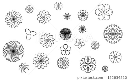 日本花卉圖案插圖素材 122634210