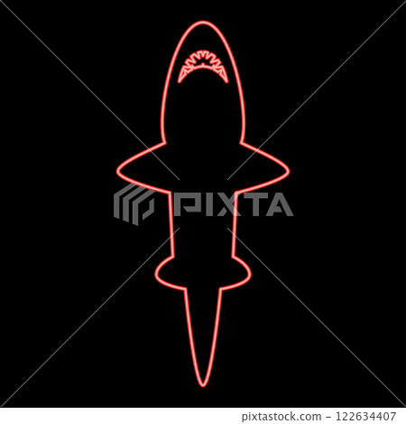 Neon shark red color vector illustration image flat style Neon shark red color vector illustration image flat style 122634407