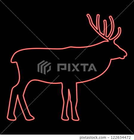 Neon deer stag red color vector illustration image flat style Neon deer stag red color vector illustration image flat style 122634472