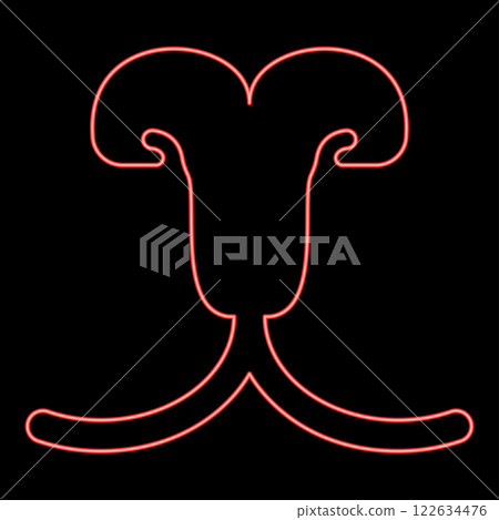 Neon cat's nose mouth cat pet concept veterinary red color vector illustration image flat style 122634476