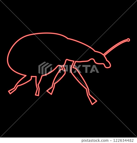Neon weevil insect pest red color vector illustration image flat style 122634482