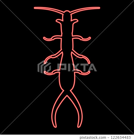 Neon earwig red color vector illustration image flat style 122634483
