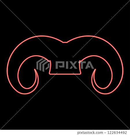 Neon ram horns farm animal concept red color vector illustration image flat style 122634492