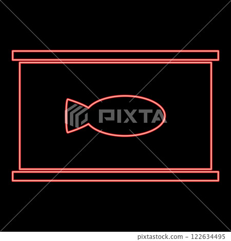 Neon canned pet food can cat care red color vector illustration image flat style 122634495