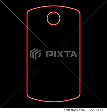 Neon dog tag military soldier animal tokens for collar red color vector illustration image flat style 122634498