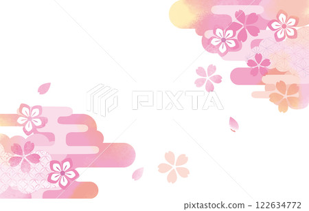Pink beautiful cherry blossom background illustration 122634772