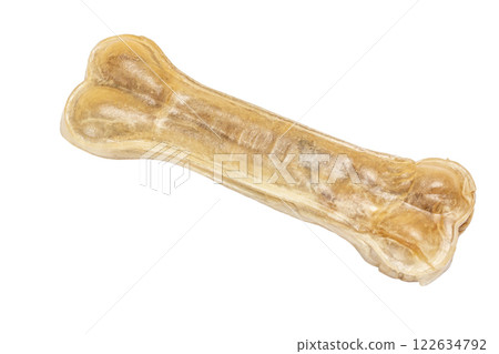 Artificial chew bone for dogs. Delicious treat for pets. 122634792