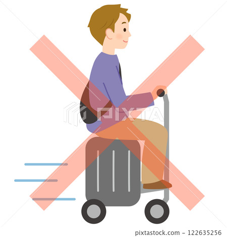 一個年輕人帶著電動行李箱旅行 一個年輕人帶著電動行李箱旅行 122635256