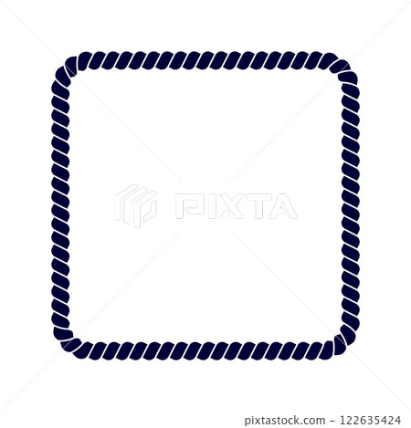 Square rope frame. Thread, hemp twine, jute, steel cable decoration element. Vignette in maritime, yacht or nautical style. River, sea or ocean theme ornament. Vector graphic illustration Square rope frame. Thread, hemp twine, jute, steel cable decoration element. Vignette in maritime, yacht or nautical style. River, sea or ocean theme ornament. Vector graphic illustration 122635424