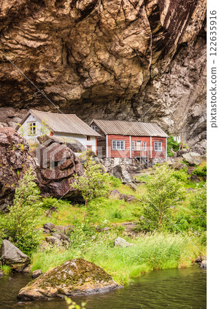 The Helleren houses in Jossingfjord, Norway The Helleren houses in Jossingfjord, Norway 122635916