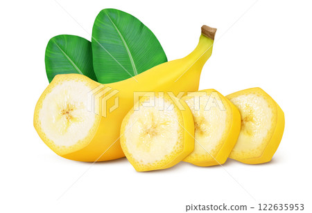 Banana illustration realistic white background 122635953