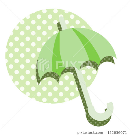 Yellow-green polka dots and umbrella 122636071