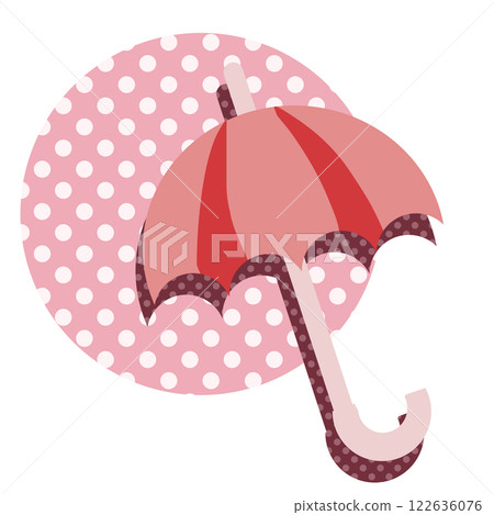 Red polka dots and umbrella 122636076