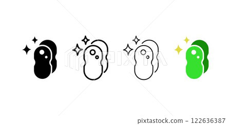 Cleaning sponge Icon set, Symbol isolated white background. vector illustration. color editable. Cleaning sponge Icon set, Symbol isolated white background. vector illustration. color editable. 122636387