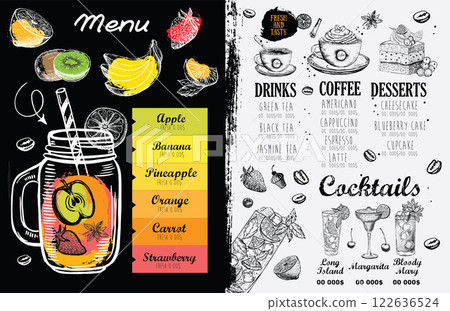 menu, juice, vector 122636524