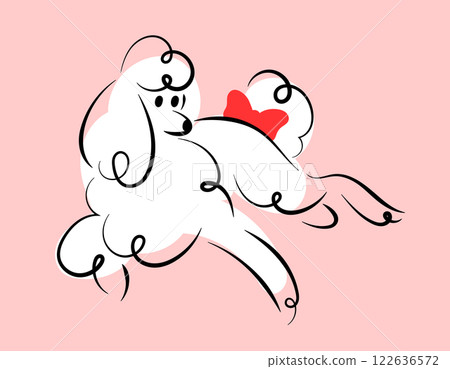 Illustration of a white poodle in hand-drawn style. Cute girly print for t-shirt 122636572