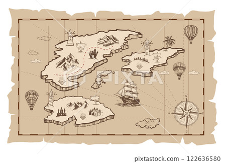 map, compass, paper 122636580