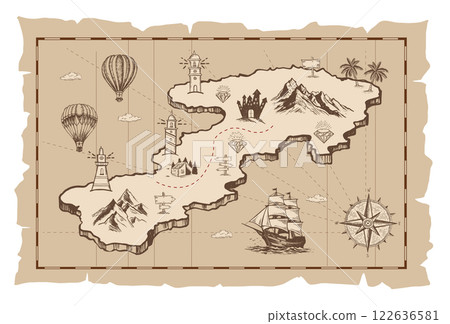 map, compass, paper 122636581