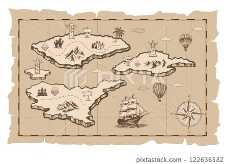 map, compass, paper 122636582