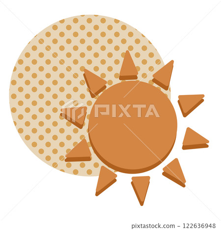 深橙色圓點和太陽 122636948