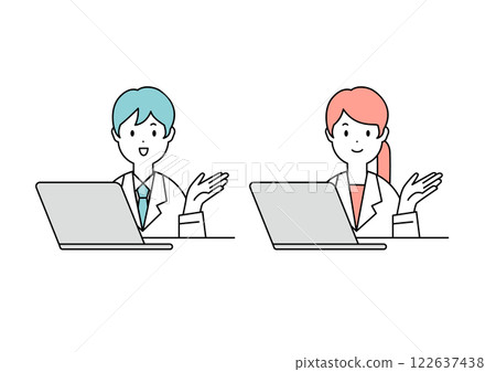 Illustration material of a doctor providing online medical care 122637438