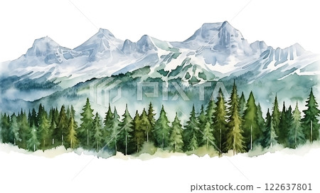 Bavarian Alps watercolor illustration for Octoberfest celebration. 122637801