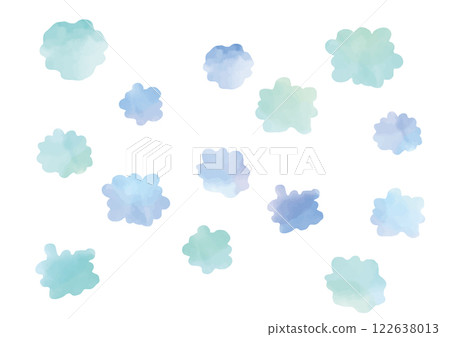 Watercolor, smudge, water drops, cool, decoration, background, pop, blue, mint green 122638013