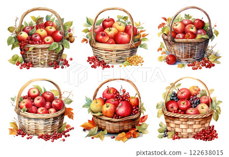 Thanksgiving cornucopia watercolor illustration. Holiday greeting card basket painting for Thanksgiving or Halloween. Thanksgiving cornucopia watercolor illustration. Holiday greeting card basket painting for Thanksgiving or Halloween. 122638015
