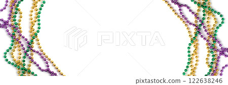 Mardi gras beads on white background 122638246