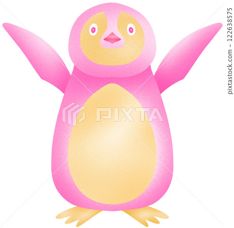 Cute pastel pink baby penguin with blue flower 122638575