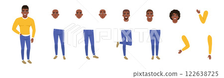 Man Character with Separate Body Parts Vector Set 122638725