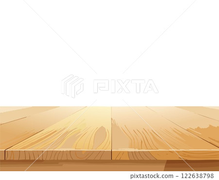 Empty wooden tabletop over white background with copy space 122638798
