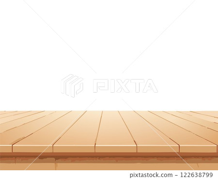 Empty wooden tabletop over white background with copy space 122638799