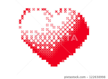 Red pixel heart icon isolated on background in oldschool 3D style Red pixel heart icon isolated on background in oldschool 3D style 122638998