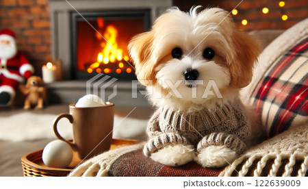 Dog keeping warm Dog keeping warm 122639009