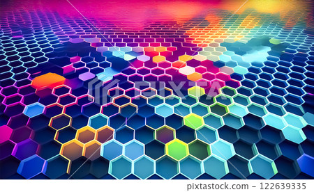 Hexagonal geometric background image colorful 122639335