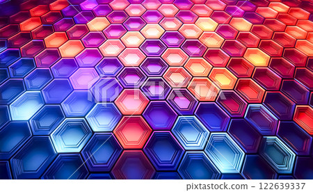 Hexagonal geometric background image colorful 122639337