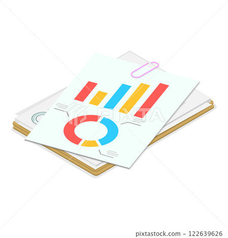 3D Isometric Flat Vector Set of Folders With Files, Business Paperwork. Item 3 122639626