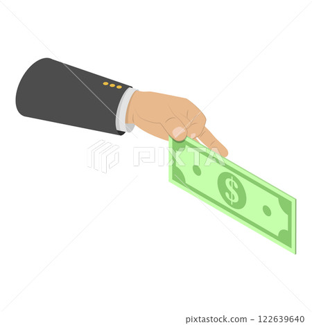 3D Isometric Flat Vector Illustration of Hands Holding Money in Various Forms, Coins, Banknotes, and Cash. Item 5 3D Isometric Flat Vector Illustration of Hands Holding Money in Various Forms, Coins, Banknotes, and Cash. Item 5 122639640